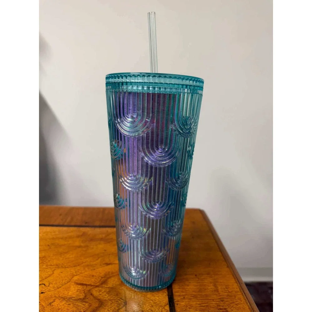 Starbucks Unisex 24oz Teal Iridescent Tumbler Scalloped Mermaid Scale 2022 Venti